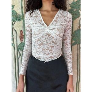 Lisa Says Gah Aurelia Top Size S White Vanilla Lace Sheer